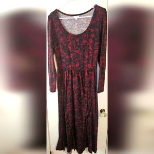 Long sleeve red Lularoe maxi